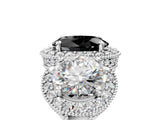 Platinum Three-Stone Fancy Black Oval Cut Halo Diamond Milgrain Band with Four-Prong Setting_11