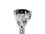 Platinum Three-Stone Fancy Black Pear Cut Cut Milgrain Band Prong Setting Ring_11