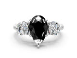 Platinum Three-Stone Fancy Black Pear Cut Diamond Channel Set Engagement Ring with Prong Setting_24