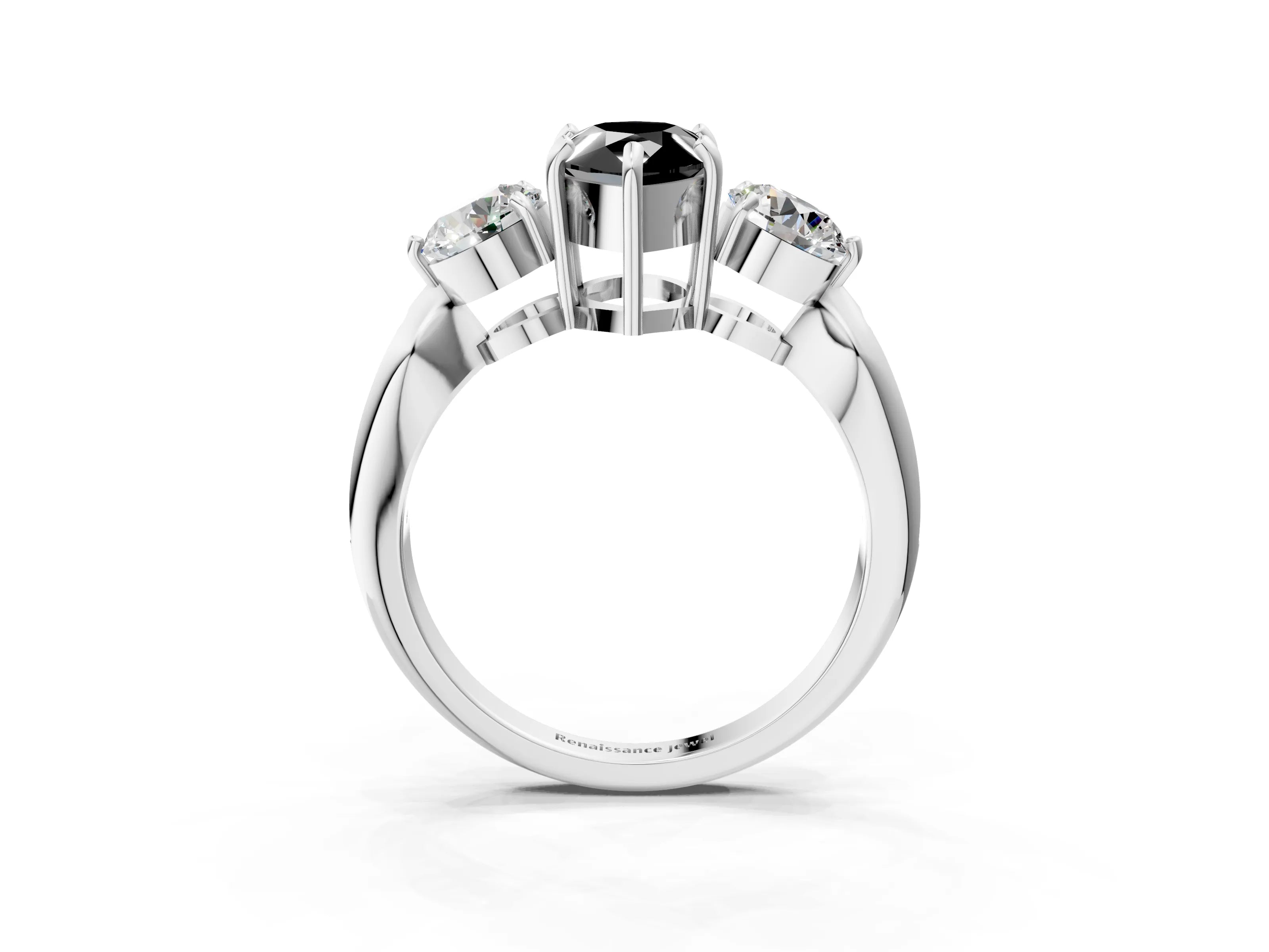 Platinum Three-Stone Fancy Black Pear Cut Diamond Channel Set Engagement Ring with Prong Setting_27