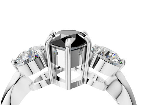 Platinum Three-Stone Fancy Black Pear Cut Diamond Channel Set Engagement Ring with Prong Setting_28