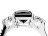 Platinum Three-Stone Fancy Black Princess Cut Cut Classic Band Prong Setting Ring_10
