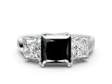 Platinum Three-Stone Fancy Black Princess Cut Cut Diamond Ring with Channel Set Band and Four-Prong Setting_24