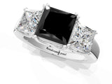 Platinum Three-Stone Fancy Black Princess Cut Cut Diamond Ring with Channel Set Band and Four-Prong Setting_25