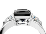 Platinum Three-Stone Fancy Black Princess Cut Cut Diamond Ring with Trillion Side Stones on a Split Shank Band_40