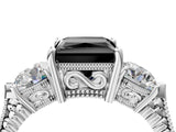 Platinum Three-Stone Fancy Black Princess Cut Cut Milgrain Band Prong Setting Ring_10
