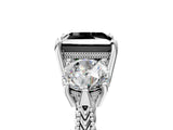 Platinum Three-Stone Fancy Black Princess Cut Cut Milgrain Band Prong Setting Ring_11