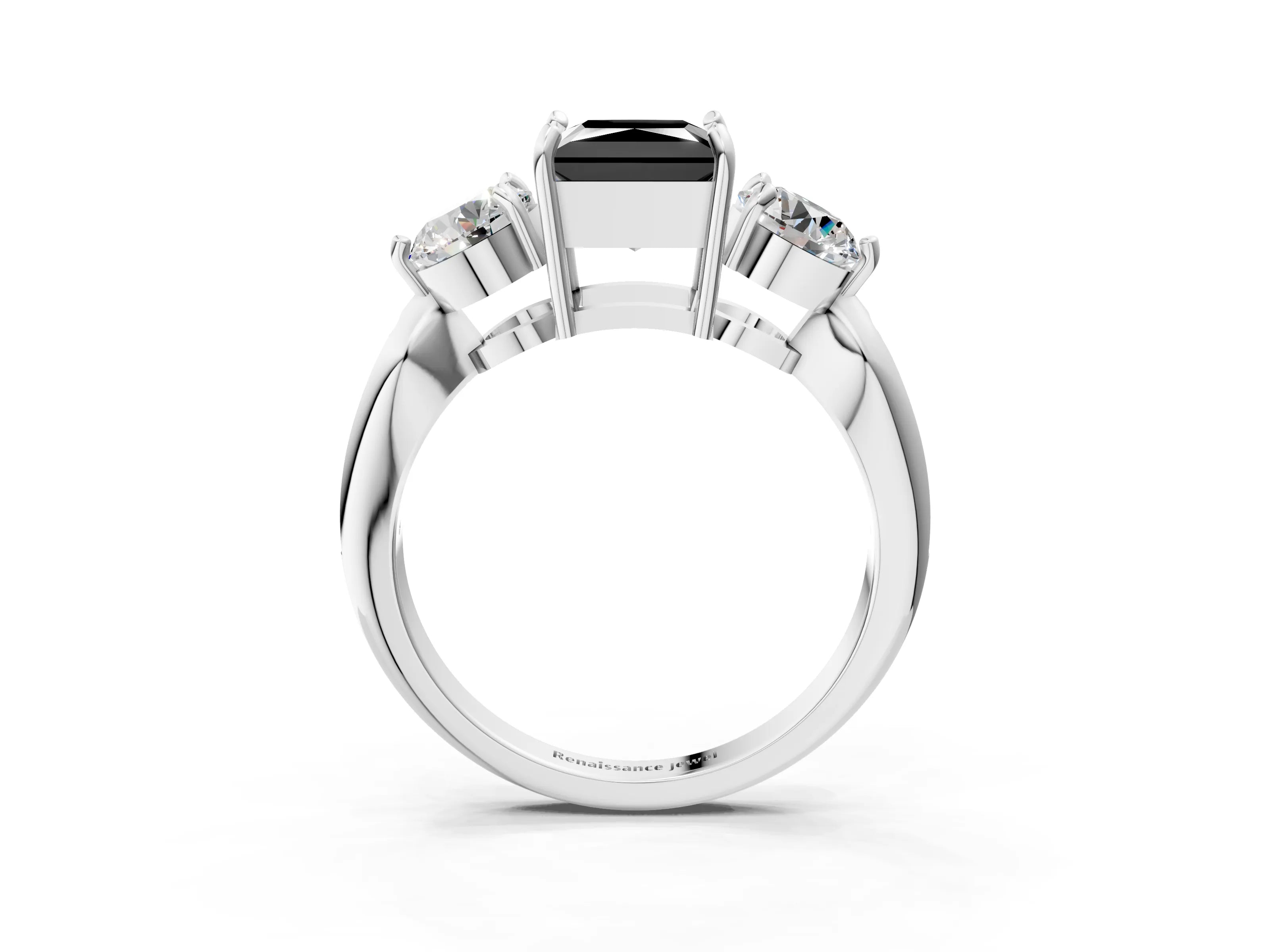 Platinum Three-Stone Fancy Black Princess Cut Diamond Channel Set Engagement Ring with Prong Setting_27