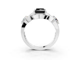Platinum Three-Stone Fancy Black Princess Cut Diamond Wave Pave Band with Prong Setting_21