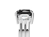 Platinum Three-Stone Fancy Black Radiant Cut Cut Classic Band Prong Setting Ring_17