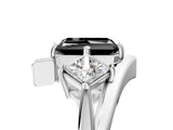 Platinum Three-Stone Fancy Black Radiant Cut Cut Tension Band Ring with Four-Prong Setting_11