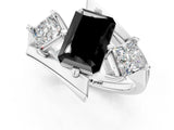 Platinum Three-Stone Fancy Black Radiant Cut Cut Tension Band Ring with Four-Prong Setting_7