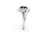 Platinum Three-Stone Fancy Black Radiant Cut Cut Tension Band Ring with Four-Prong Setting_8