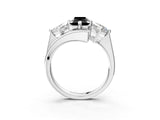 Platinum Three-Stone Fancy Black Radiant Cut Cut Tension Band Ring with Four-Prong Setting_9