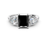 Platinum Three-Stone Fancy Black Radiant Cut Diamond Channel Set Engagement Ring with Prong Setting_24