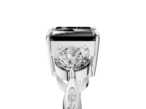 Platinum Three-Stone Fancy Black Radiant Cut Diamond Channel Set Engagement Ring with Prong Setting_29