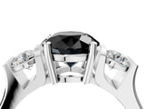 Platinum Three-Stone Fancy Black Round Cut Cut Classic Band Prong Setting Ring_10