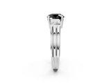 Platinum Three-Stone Fancy Black Round Cut Cut Classic Band Prong Setting Ring_8