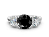 Platinum Three-Stone Fancy Black Round Cut Cut Diamond Ring with Channel Set Band and Four-Prong Setting_30