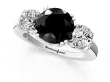 Platinum Three-Stone Fancy Black Round Cut Cut Diamond Ring with Channel Set Band and Four-Prong Setting_31