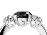 Platinum Three-Stone Fancy Black Round Cut Cut Diamond Ring with Channel Set Band and Four-Prong Setting_34