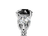 Platinum Three-Stone Fancy Black Round Cut Cut Milgrain Band Prong Setting Ring_11