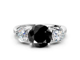 Platinum Three-Stone Fancy Black Round Cut Diamond Channel Set Engagement Ring with Prong Setting_24