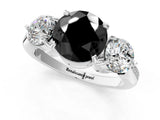 Platinum Three-Stone Fancy Black Round Cut Diamond Channel Set Engagement Ring with Prong Setting_25