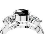 Platinum Three-Stone Fancy Black Round Cut Diamond Channel Set Engagement Ring with Prong Setting_28
