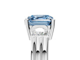 Platinum Three-Stone Fancy Blue Asscher Cut Cut Classic Band Prong Setting Ring_17