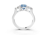 Platinum Three-Stone Fancy Blue Cushion Cut Cut Classic Band Prong Setting Ring_15