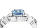 Platinum Three-Stone Fancy Blue Cushion Cut Diamond Wave Pave Band with Prong Setting_58