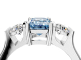 Platinum Three-Stone Fancy Blue Emerald Cut Cut Classic Band Prong Setting Ring_10