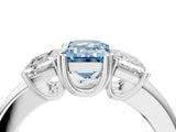 Platinum Three-Stone Fancy Blue Emerald Cut Cut Diamond Ring with Channel Set Band and Four-Prong Setting_22
