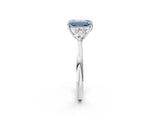 Platinum Three-Stone Fancy Blue Emerald Cut Diamond Ring with Pear  Side Stones in Four-Prong Setting_14