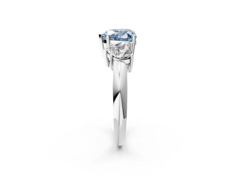 Platinum Three-Stone Fancy Blue Heart Cut Cut Diamond Engagement Ring with Prong Setting on a White Gold Band_44