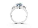 Platinum Three-Stone Fancy Blue Heart Cut Cut Diamond Ring with Trillion Side Stones on a Split Shank Band_33