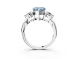 Platinum Three-Stone Fancy Blue Heart Cut Diamond Channel Set Engagement Ring with Prong Setting_21