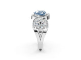 Platinum Three-Stone Fancy Blue Heart Cut Diamond Wave Pave Band with Prong Setting_38