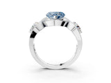 Platinum Three-Stone Fancy Blue Heart Cut Diamond Wave Pave Band with Prong Setting_39