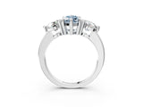 Platinum Three-Stone Fancy Blue Marquise  Brilliant Cut Solitaire Ring with Prong Setting on a Classic Band 3