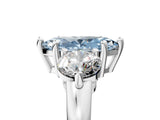Platinum Three-Stone Fancy Blue Marquise  Brilliant Cut Solitaire Ring with Prong Setting on a Classic Band 5