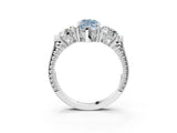 Platinum Three-Stone Fancy Blue Marquise Cut Cut Milgrain Band Prong Setting Ring_9