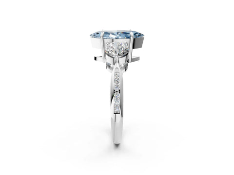 Platinum Three-Stone Fancy Blue Marquise Cut Diamond Channel Set Engagement Ring with Prong Setting_20
