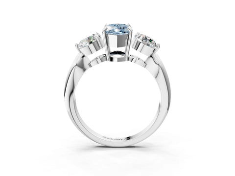 Platinum Three-Stone Fancy Blue Marquise Cut Diamond Channel Set Engagement Ring with Prong Setting_21