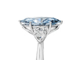 Platinum Three-Stone Fancy Blue Marquise Cut Diamond Ring with Pear  Side Stones in Four-Prong Setting_17