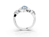 Platinum Three-Stone Fancy Blue Marquise Cut Diamond Wave Pave Band with Prong Setting_39