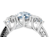 Platinum Three-Stone Fancy Blue Marquise  Diamond Milgrain Pave Band with Prong Setting 5