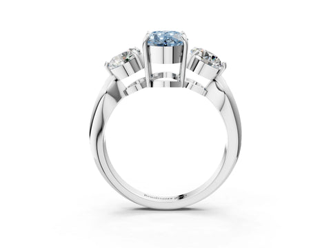 Platinum Three-Stone Fancy Blue Oval Cut Diamond Channel Set Engagement Ring with Prong Setting_21