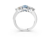 Platinum Three-Stone Fancy Blue Pear  Brilliant Cut Solitaire Ring with Prong Setting on a Classic Band 4
